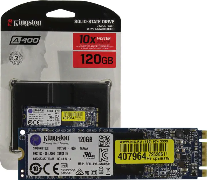 SSD 120 Gb M.2 2280 B&M 6Gb/s Kingston A400 <SA400M8/120G> 3D TLC-0