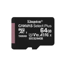 Карта памяти microSDXC UHS-I Kingston Canvas Select Plus 64 ГБ, 100X, Class 10, SDCS2/64GBSP