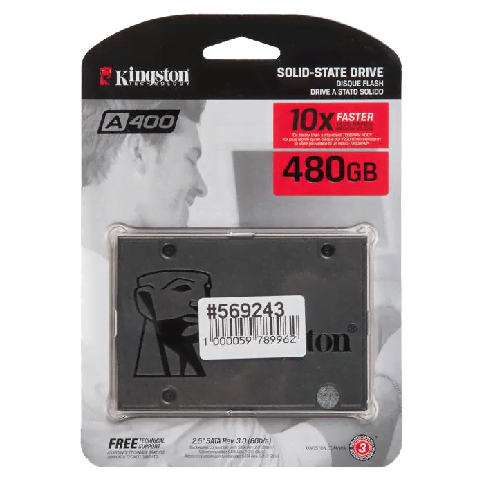 SA400S37/480G Твердотельный накопитель SSD 480Gb, SATA III, 2.5", Kingston A400-0