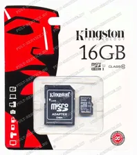 Карта памяти 16 Gb Kingston MicroSD (Class10) с SD адаптером