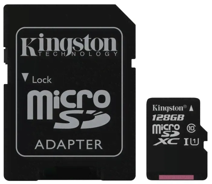 Карта памяти Kingston 128GB microSDXC (SDC10G2/128GB) с адаптером SD
