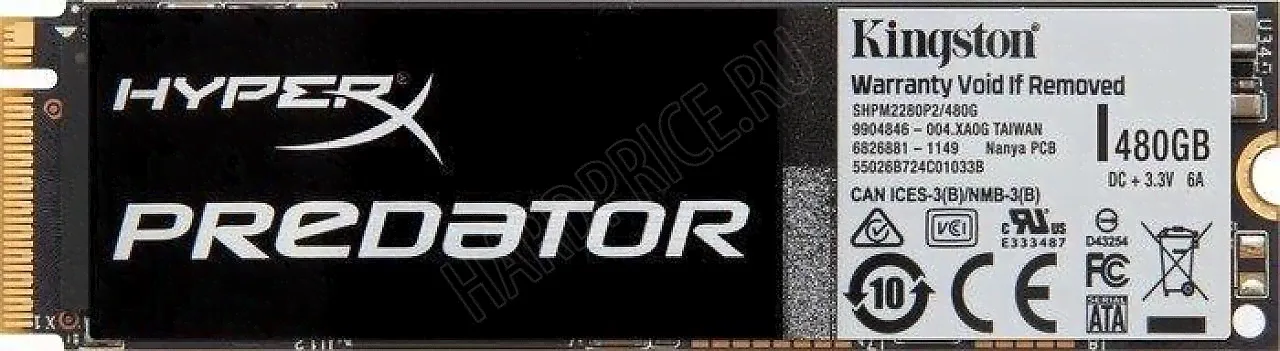 Твердотельный накопитель SSD 480Gb Kingston HyperX Predator M.2 (SHPM2280P2H/480G)